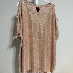 Metallic Tunic Top - Cold Shoulder - Light Copper